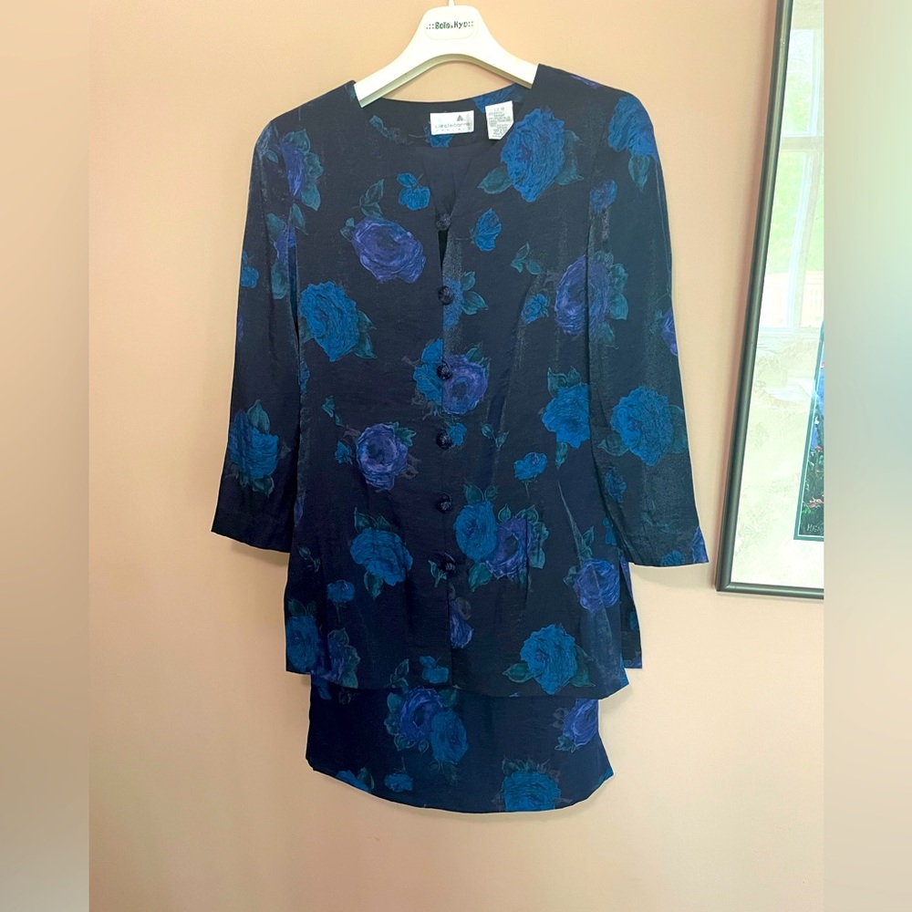 Liz Claiborne Navy and Teal Floral Dress set (1301)
